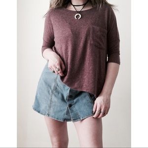 Oversized Plush Knit Pocketed Tee Shirt